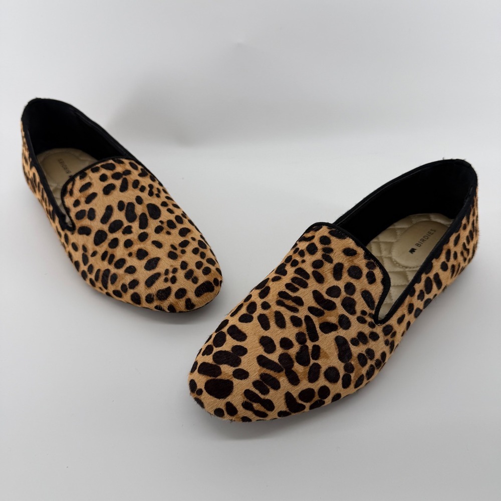 Birdies Starling Cheetah Print Haircalf Loafers Flats Brown Black Womens 8
